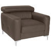 SESSEL in Echtleder Graubraun  - Chromfarben/Graubraun, Design, Leder/Metall (99/78-92/106cm) - Livetastic