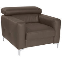 SESSEL Echtleder Graubraun    - Chromfarben/Graubraun, Design, Leder/Metall (99/78-92/106cm) - Livetastic