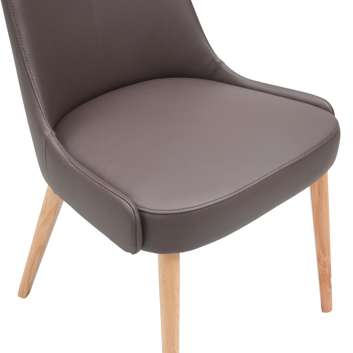 STUHL  in Echtleder pigmentiert  - Braun, Konventionell, Leder/Holz (56/91/62cm) - Livetastic