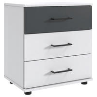 SÄNGBORD i grafitfärgad, vit  - vit/grafitfärgad, Klassisk, trämaterial/plast (52/58/38cm) - Carryhome