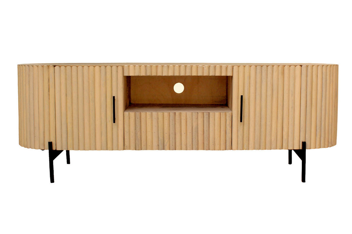 LOWBOARD  160/60/45 cm 1 Schublade(n)  - Schwarz/Naturfarben, Design, Holz/Metall (160/60/45cm) - MID.YOU