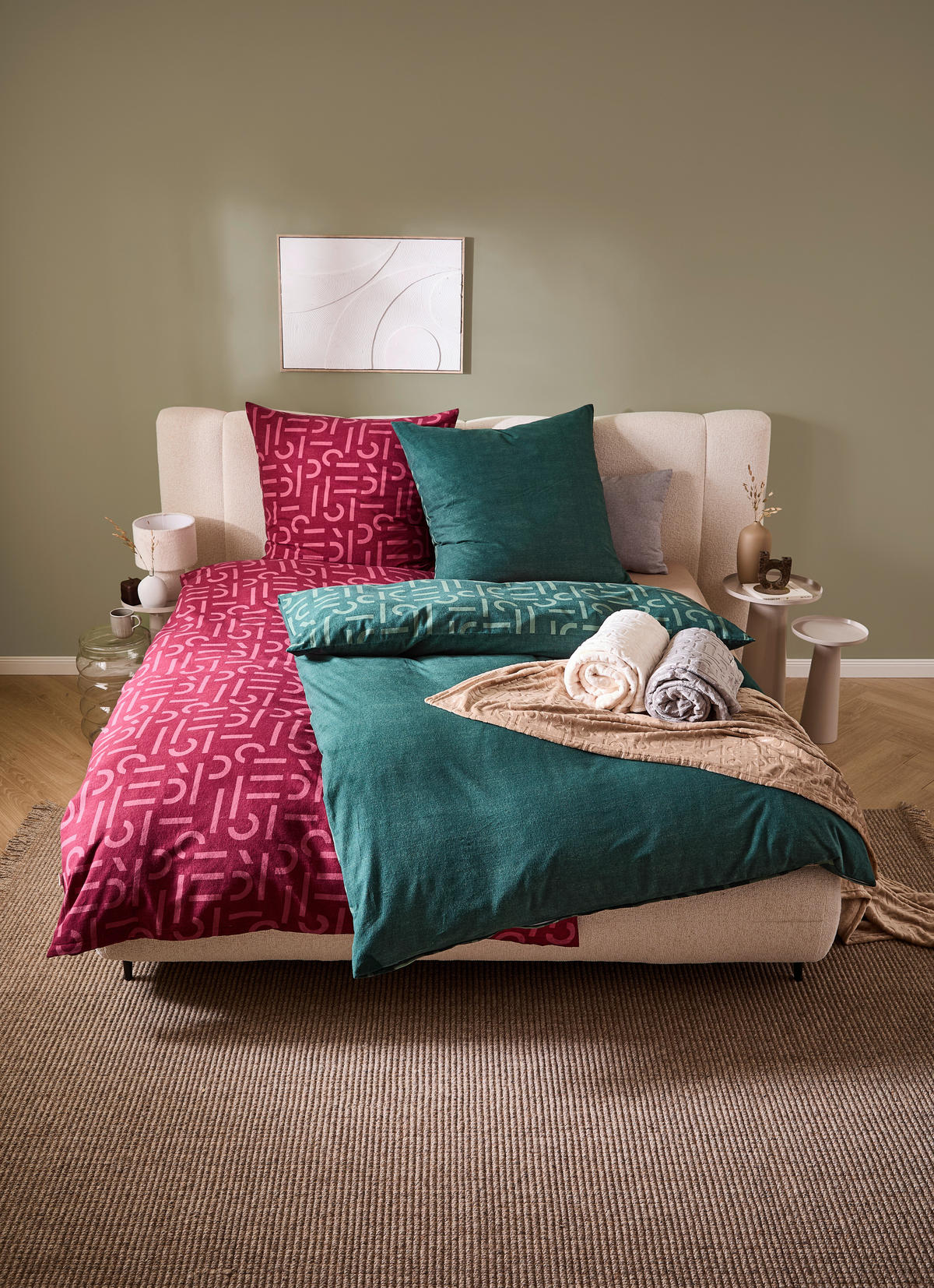 WENDEBETTWÄSCHE E-ScatterBig-F red Flanell 135/200 cm  - Rot, Basics, Textil (135/200cm) - Esprit