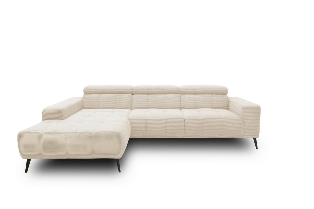 ECKSOFA TRENTO Creme Mikrofaser  - Dunkelgrau/Creme, MODERN, Textil/Metall (287/175cm) - MID.YOU