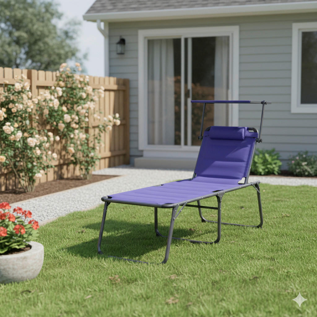 Sonnenliege Aluminium Blau Lxbxh: 203x68x48 Cm