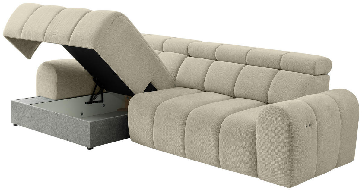 ECKSOFA  in Chenille Beige  152/290 cm  - Beige/Schwarz, Design, Kunststoff/Textil (152/290cm) - Stylife