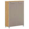 SCHUHSCHRANK Eiche furniert Taupe, Eichefarben  - Taupe/Chromfarben, Design, Glas/Holz (84/126/37cm)