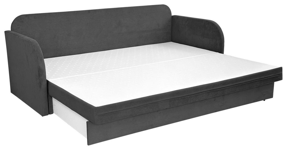 SCHLAFSOFA  mit Liegefunktion Flachgewebe Dunkelgrau  - Dunkelgrau/Schwarz, Design, Kunststoff/Textil (203/77/86cm) - MID.YOU