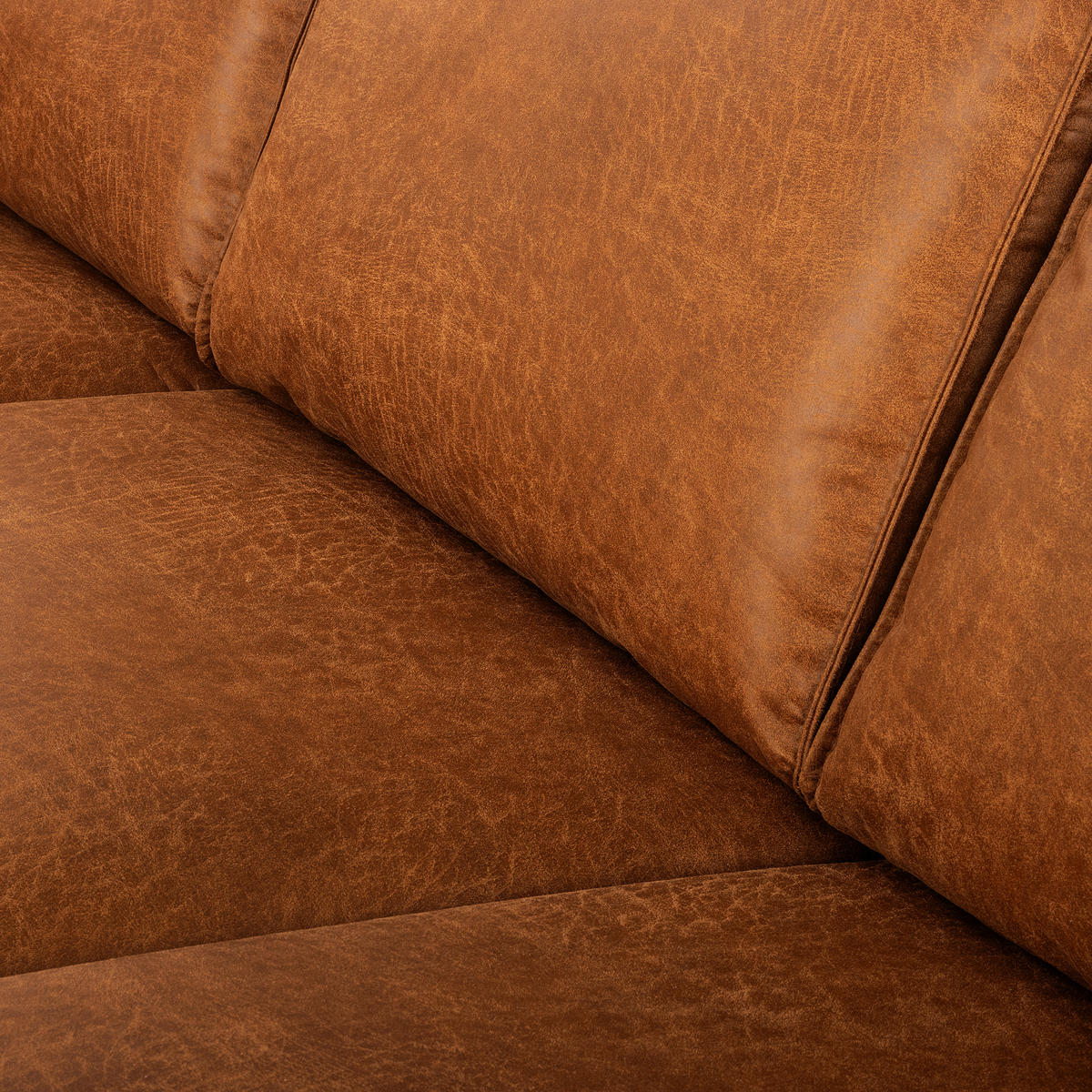 ECKSOFA Cognac Echtleder Lederlook Bettkasten, Schlaffunktion, Rücken echt  - Cognac/Schwarz, Design, Leder/Textil (166/238cm) - Livetastic