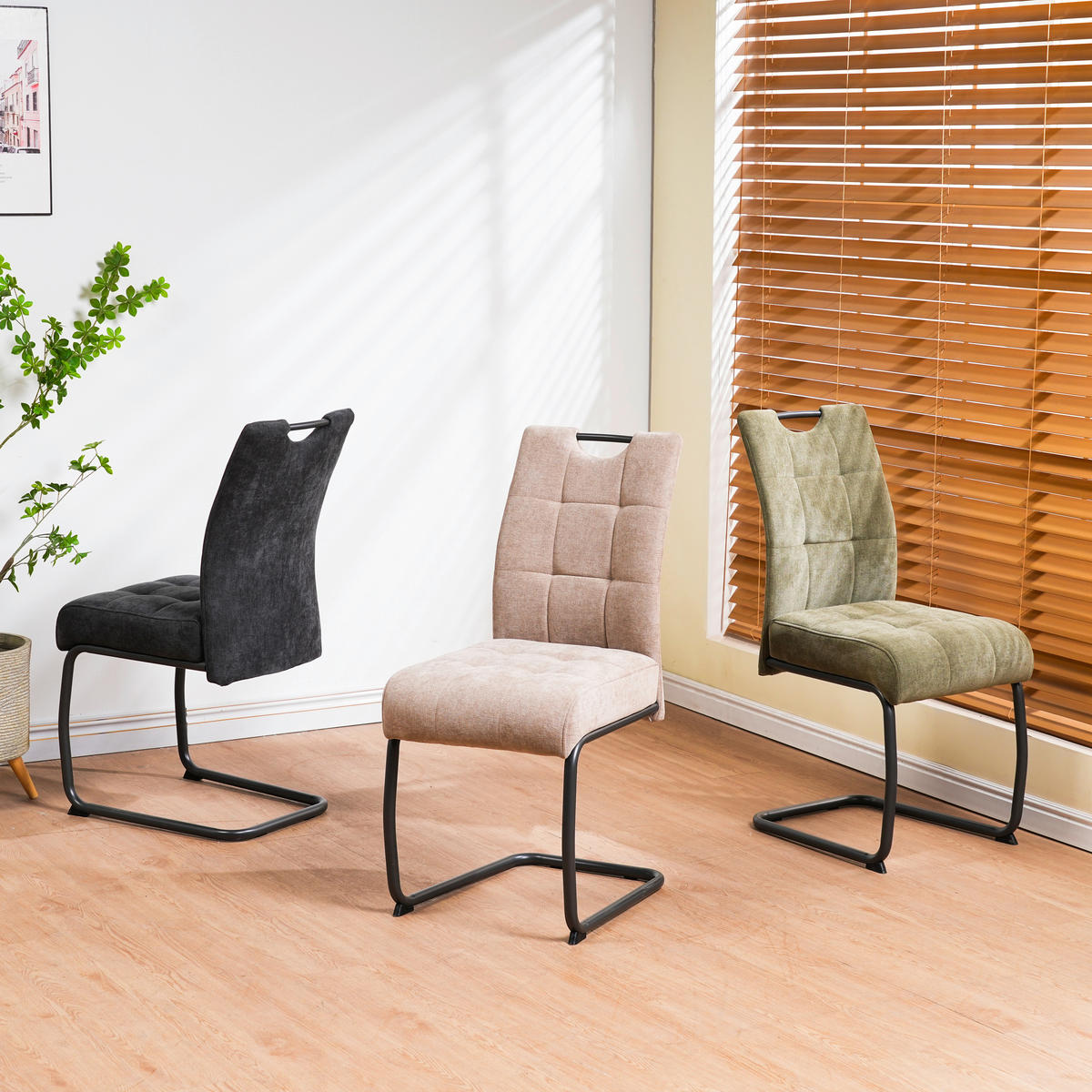SCHWINGSTUHL   Mikrofaser  - Dunkelgrau/Beige, MODERN, Textil/Metall (44/95/61cm) - MID.YOU