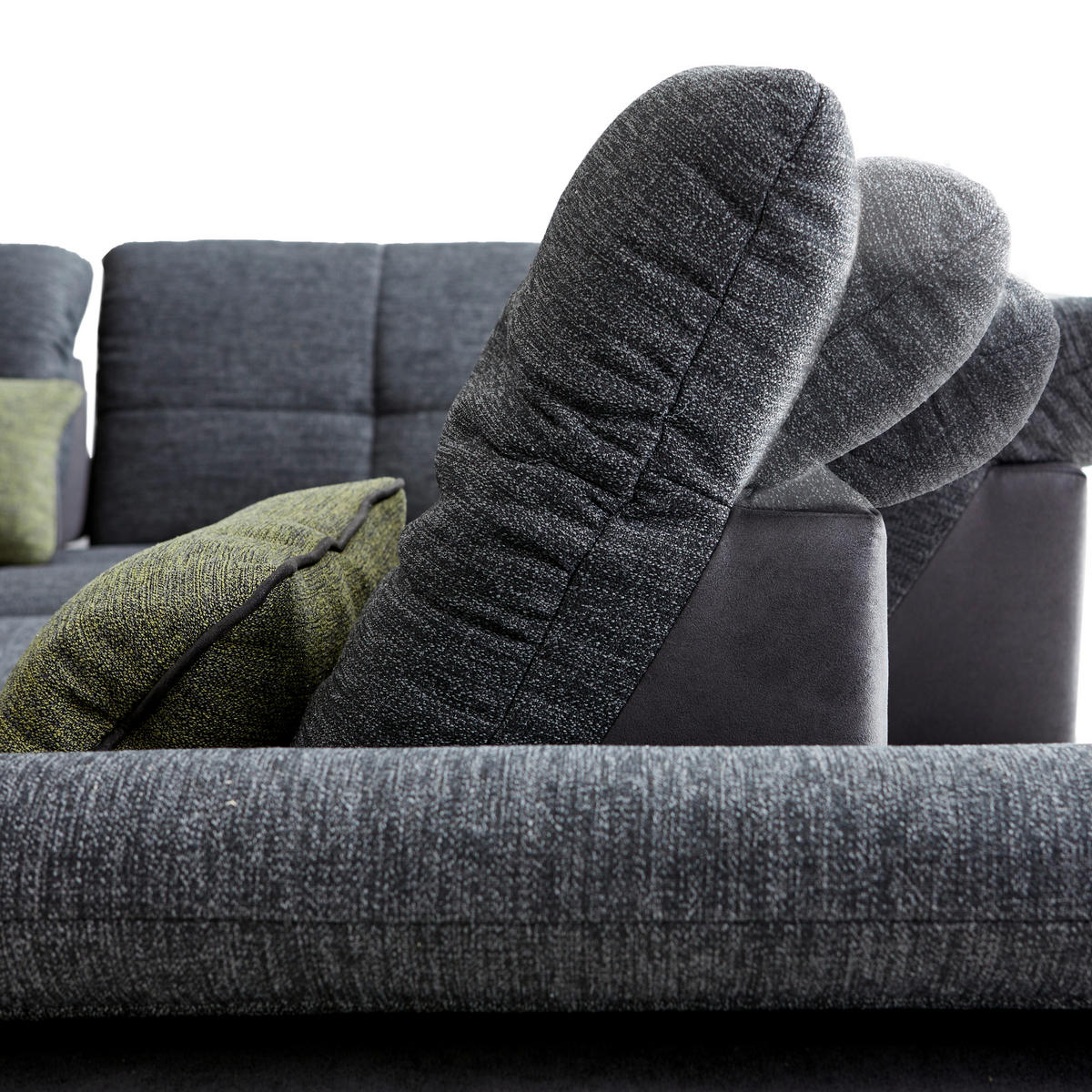 ECKSOFA Dunkelgrau Chenille  - Chromfarben/Dunkelgrau, Design, Textil (242/313cm) - Xora