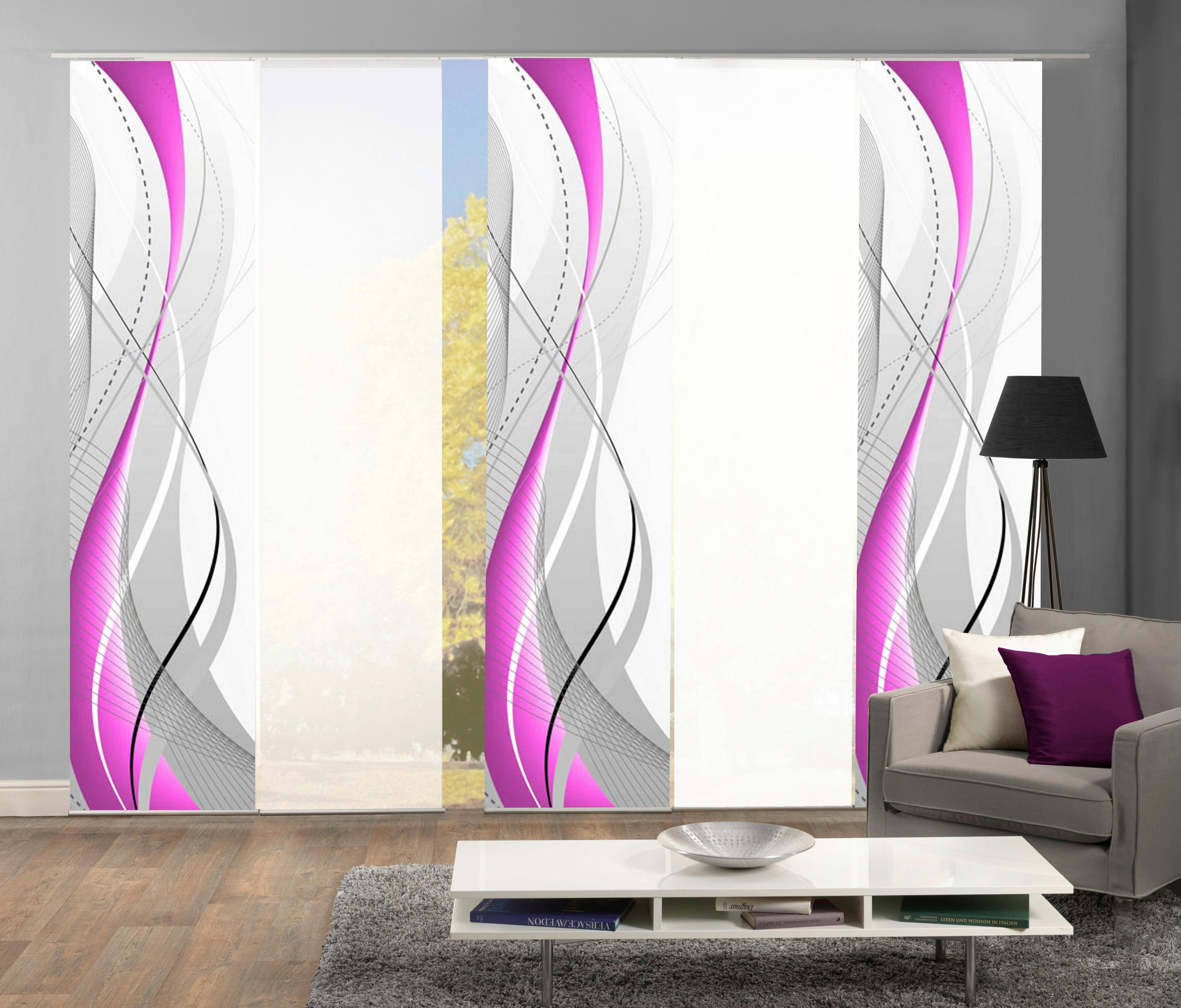 PANELOVÝ ZÁVĚS, 5x60/245 cm - ostružinová/bobulová, Design, textil (5x60/245cm) - Schmidt W. Gmbh