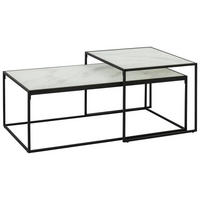 COUCHTISCHSET Kristallglas 50-100/50-55/35-43 cm rechteckig Schwarz, Weiß  - Schwarz/Weiß, Design, Glas/Metall (50-100/50-55/35-43cm) - Carryhome