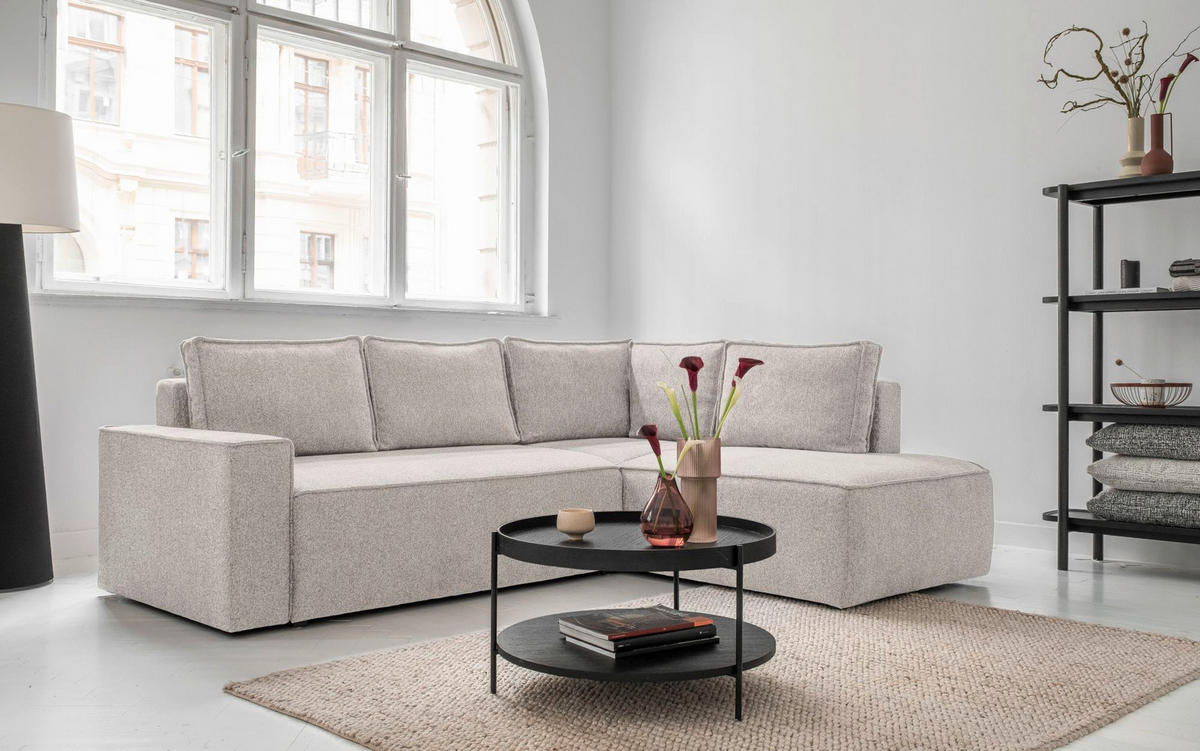 KUTNA GARNITURA tekstil  bež   - bijela/siva, Design, tekstil/plastika (247/194cm) - MID.YOU