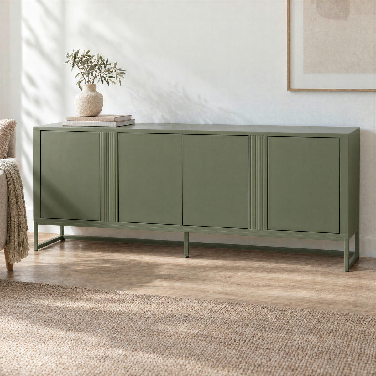 SIDEBOARD  180/75/40 cm  - Grün, Trend, Holzwerkstoff/Metall (180/75/40cm) - Milino