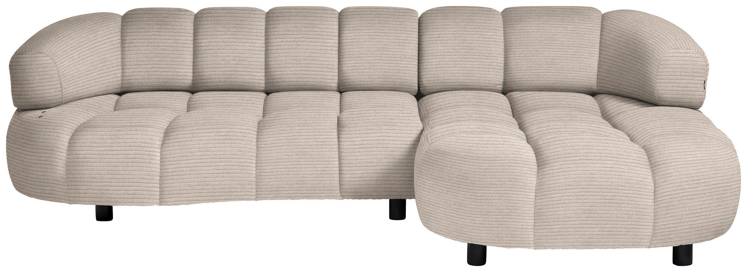 ECKSOFA in Cord, Velours Beige  - Beige/Schwarz, Design, Holz/Textil (284/183cm) - Welnova