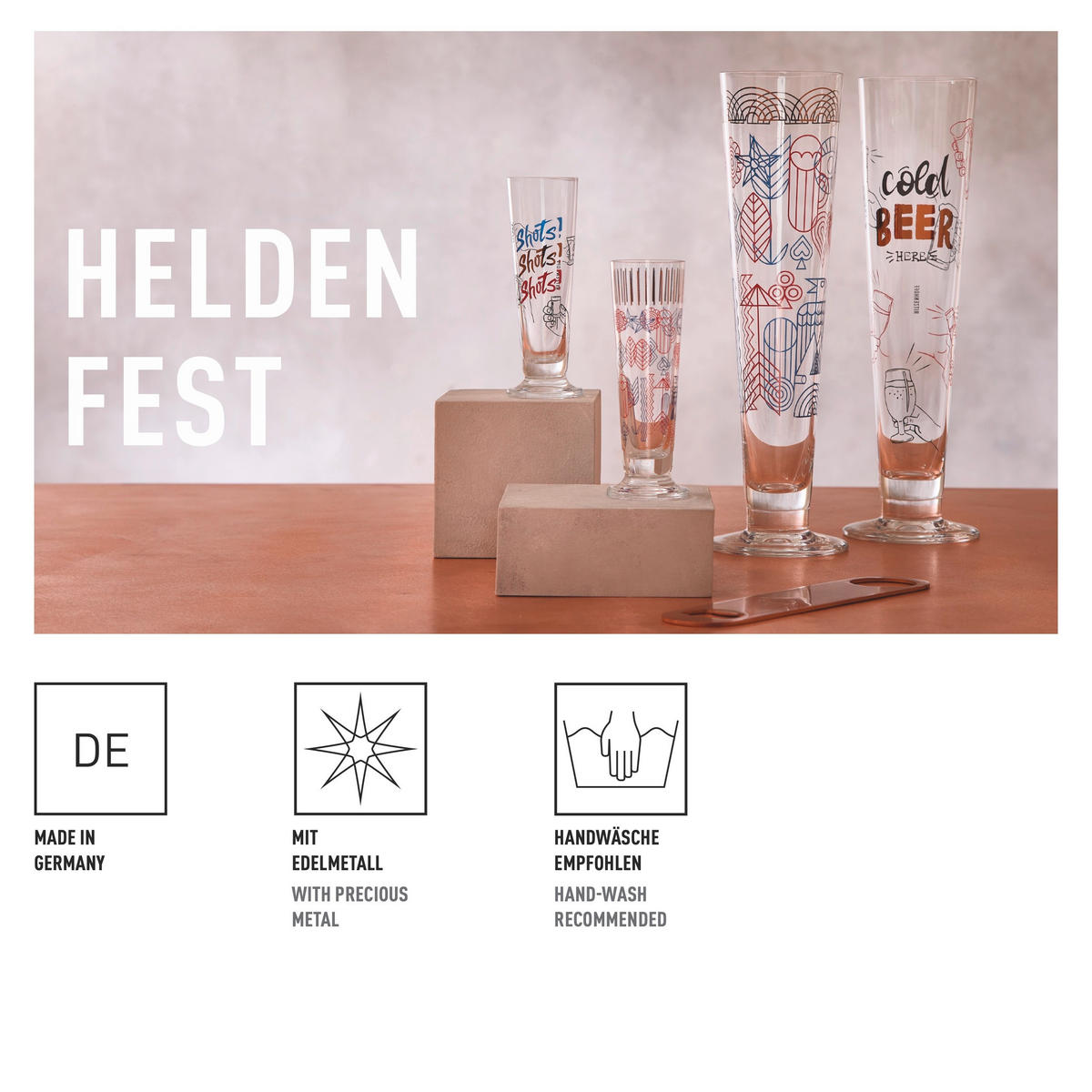 SCHNAPSGLAS 52 ml  - Blau/Gelb, Trend, Glas (3,5/11,3/3,5cm) - Ritzenhoff