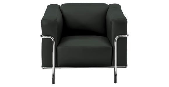 SESSEL in Echtleder Dunkelgrau, Fango - Chromfarben/Fango, Design, Leder/Metall (91/67/96cm) - Johann Jakob