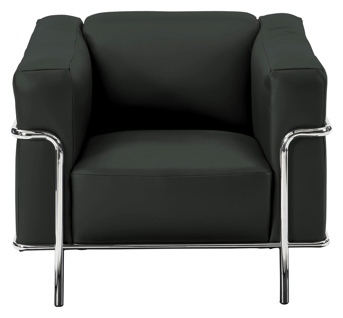 SESSEL in Echtleder Dunkelgrau, Fango  - Chromfarben/Fango, Design, Leder/Metall (91/67/96cm) - Johann Jakob