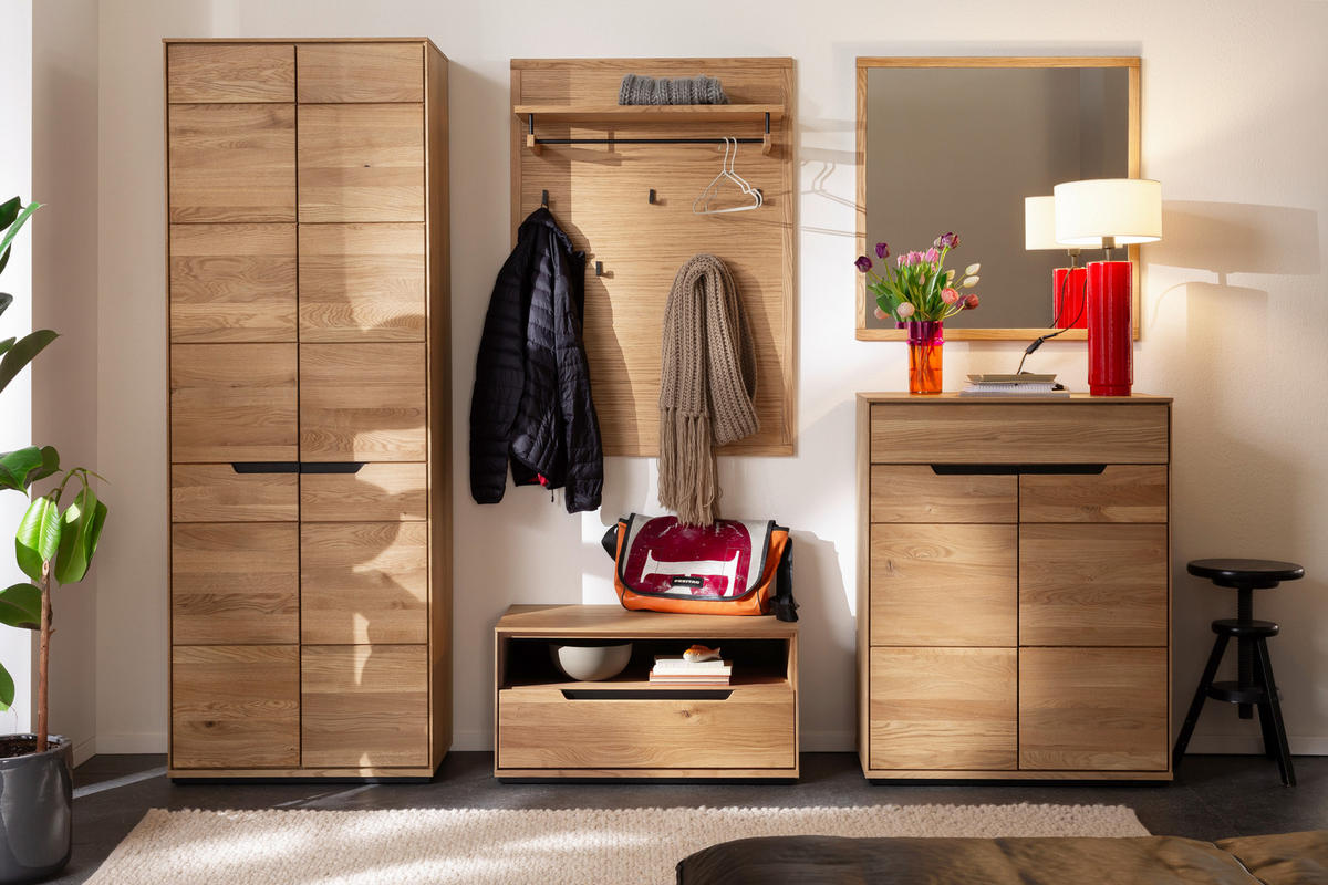 GARDEROBE 5-teilig  in 267/195/41 cm  - Wildeiche, Natur, Holz/Holzwerkstoff (267/195/41cm) - Linea Natura