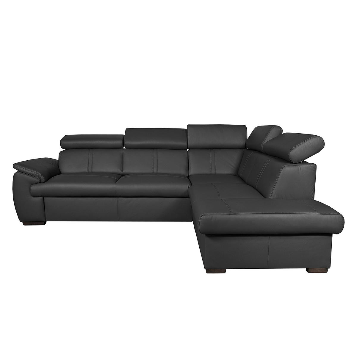 ECKSOFA Schwarz Echtleder  - Wengefarben/Schwarz, Design, Leder/Holz (265/211cm) - Livetastic