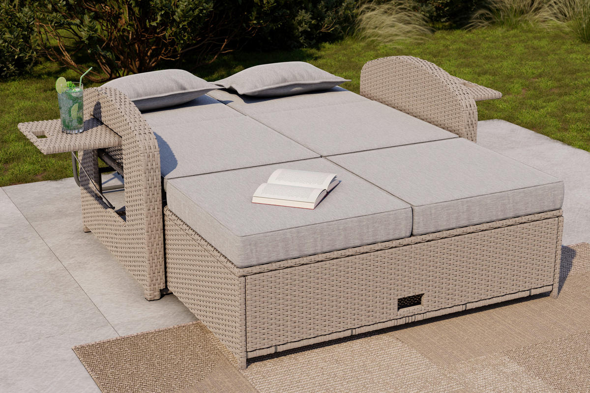 LOUNGESOFA 126/110/95/30,5/82/64 cm Stahl  - Grau, MODERN, Kunststoff/Textil (126/110/95/30,5/82/64cm) - Ambia Garden