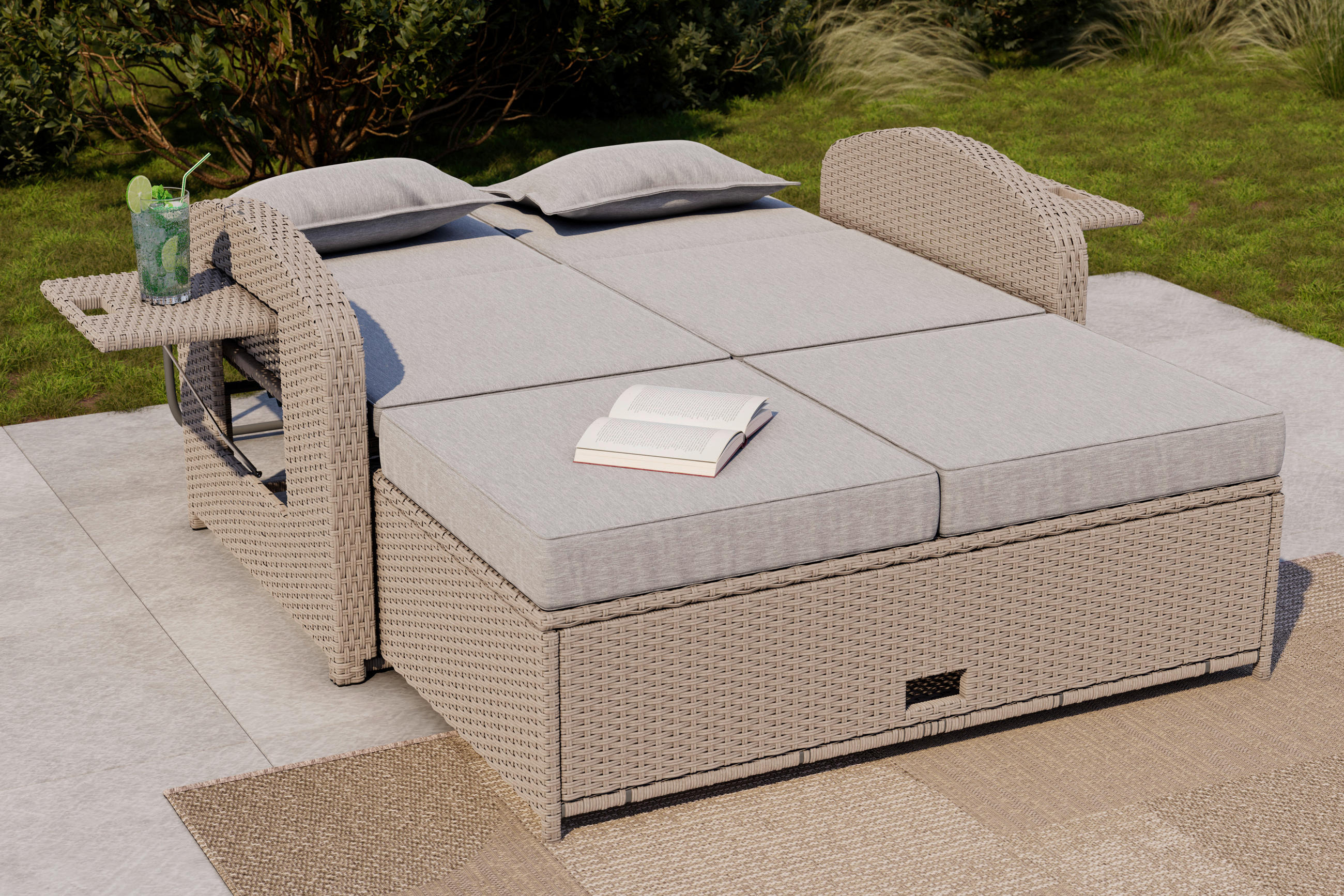 Thumbnail - Ambia Garden Loungesofa, Grau, Metall, Kunststoff, Textil, 4-Sitzer, Füllung: Schaumstoff,Schaumstoff,Baumwolle (recycel...