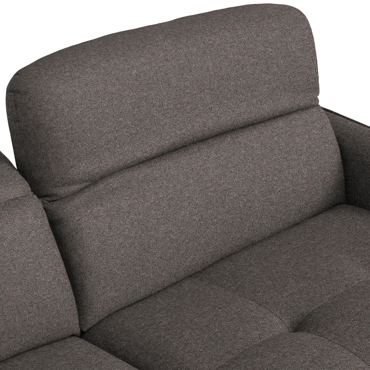 ECKSOFA Flachgewebe Graubraun  - Graubraun/Schwarz, Design, Textil/Metall (246/175cm) - Celina