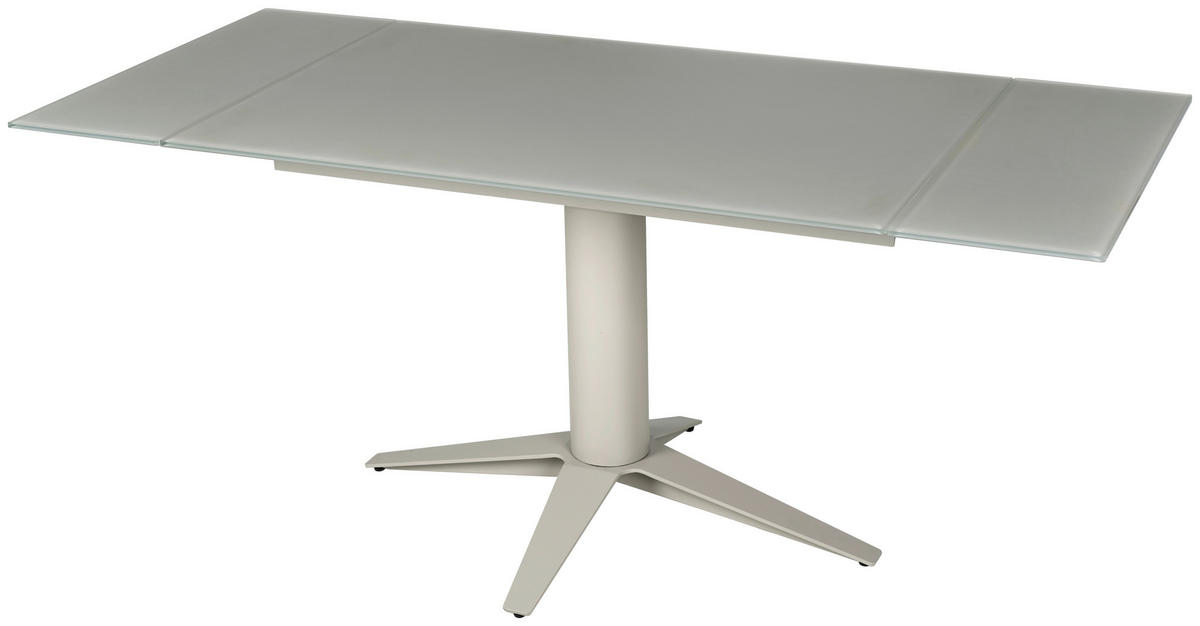 ESSTISCH in Metall, Glas 120-180/80/76 cm  - Taupe, Design, Glas/Metall (120-180/80/76cm) - Stylife