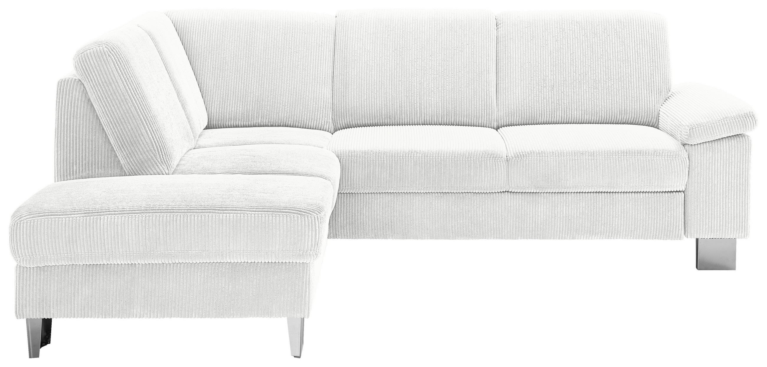 ECKSOFA in Cord Creme  - Edelstahlfarben/Creme, Konventionell, Textil/Metall (200/248cm) - Beldomo System