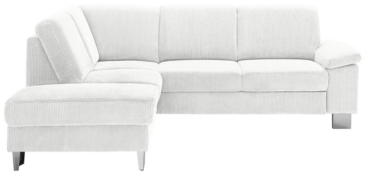 ECKSOFA in Cord Creme  - Edelstahlfarben/Creme, Konventionell, Textil/Metall (200/248cm) - Beldomo System
