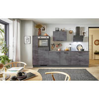 KÜCHENBLOCK PN 100 310 cm  in Graphitfarben  - Schwarz/Graphitfarben, Design, Holzwerkstoff/Metall (310cm) - Pino