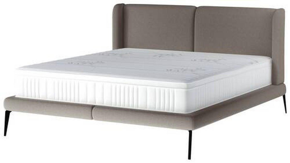 POLSTERBETT 180/200 cm  in Hellgrau  - Hellgrau/Schwarz, Modern, Textil/Metall (180/200cm) - Livetastic