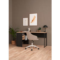 SCHREIBTISCH 145,1/81,1/76,8 cm  in Schwarz, Eichefarben  - Eichefarben/Schwarz, MODERN, Holzwerkstoff/Metall (145,1/81,1/76,8cm) - MID.YOU