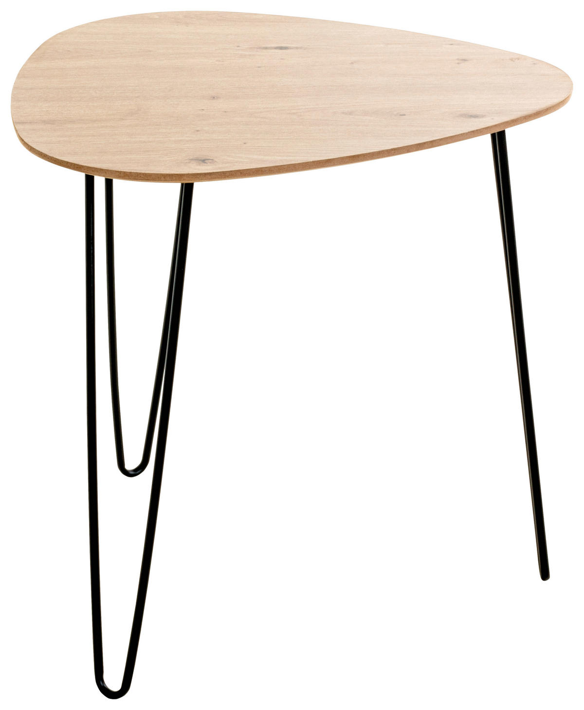 BEISTELLTISCH 48/48/48 cm Schwarz, Eichefarben oval  - Eichefarben/Schwarz, Trend, Holzwerkstoff/Metall (48/48/48cm)