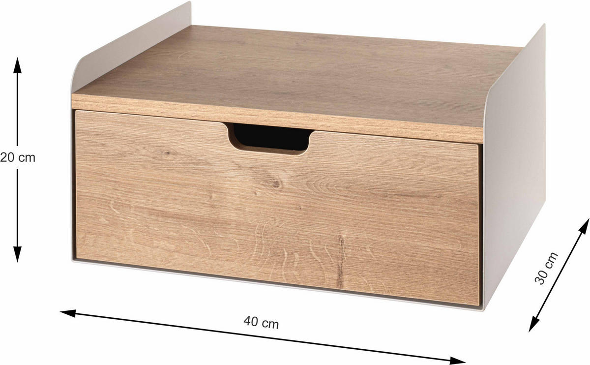 NACHTSCHRANK 40/20/30 cm  - Kaschmir/Eichefarben, MODERN, Holzwerkstoff/Metall (40/20/30cm)