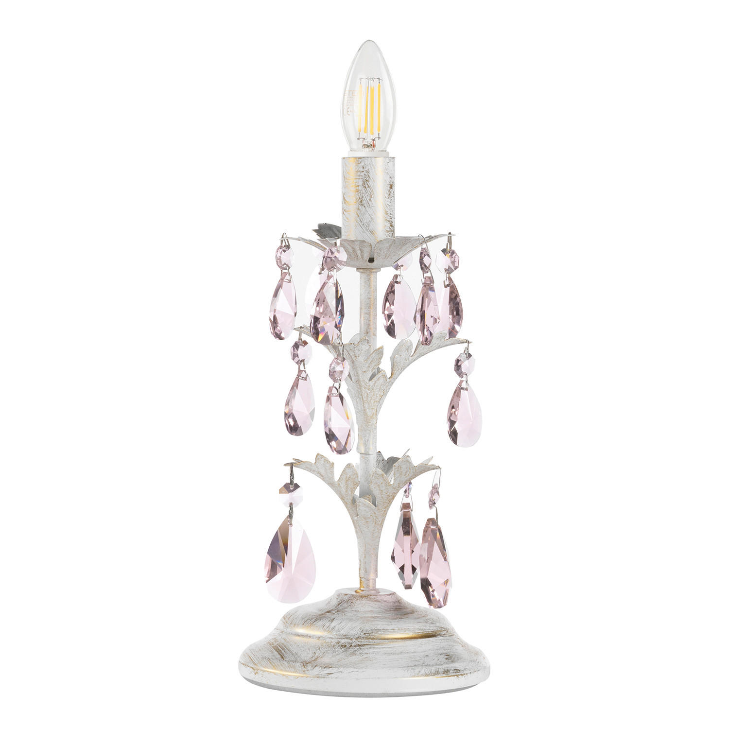 TISCHLEUCHTE 14/30 cm   - Weiß, KONVENTIONELL, Glas/Metall (14/30cm)