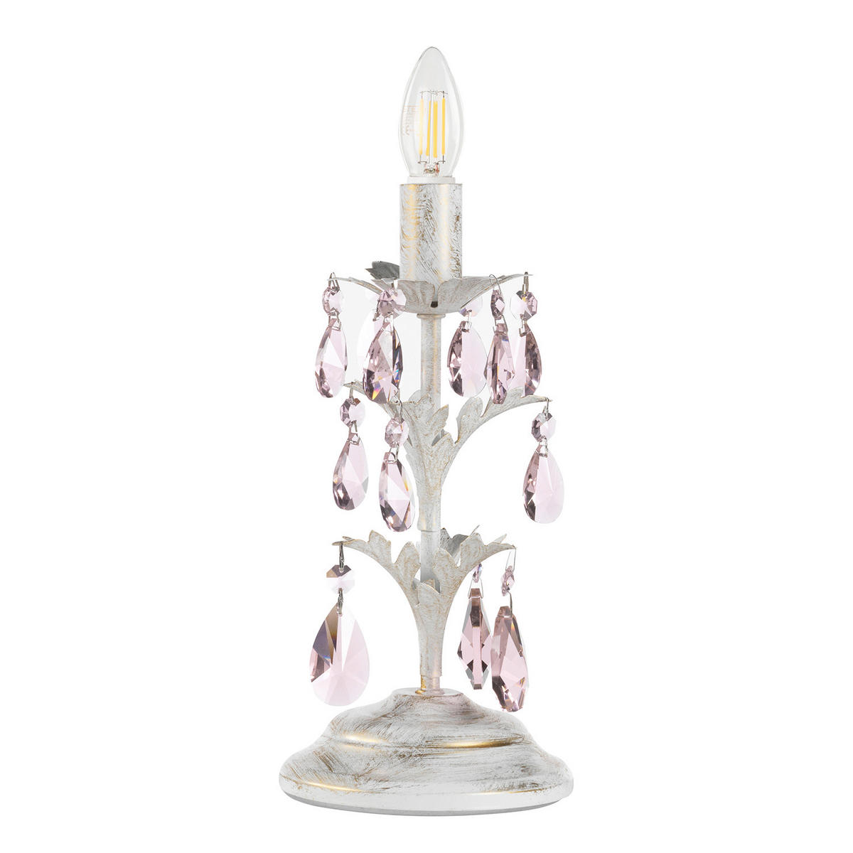 TISCHLEUCHTE 14/30 cm   - Weiß, KONVENTIONELL, Glas/Metall (14/30cm)