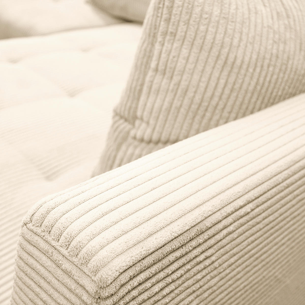Ecksofa inkl. Hocker tekstil  krem   - crna/krem, Design, tekstil/drvo (247/174cm) - MID.YOU