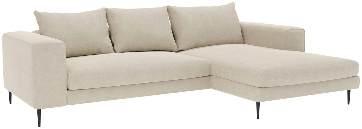 ECKSOFA in Struktur Beige  - Beige/Schwarz, Modern, Textil/Metall (325/170cm) - Trendmanufaktur