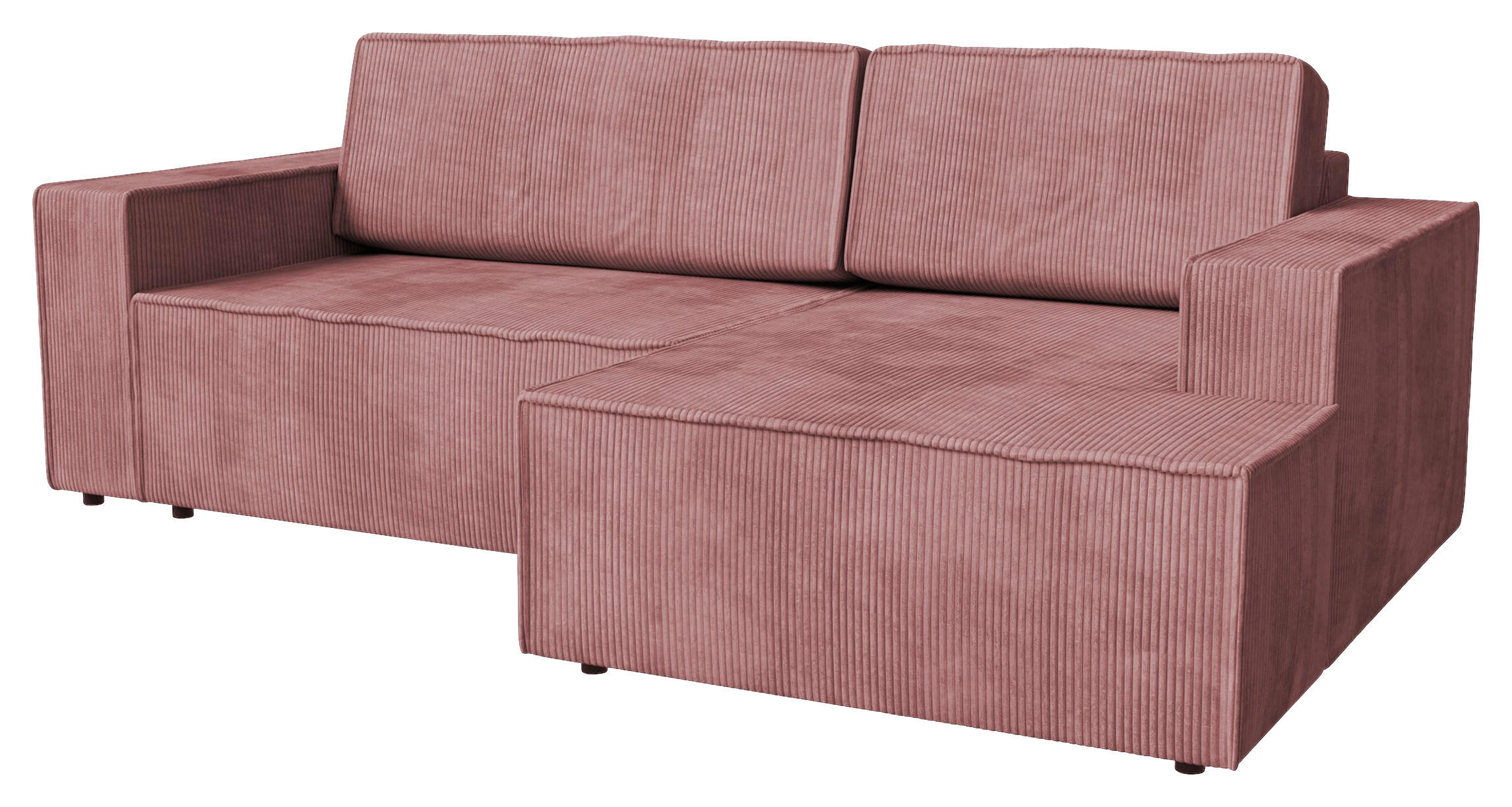 ECKSOFA inkl. Funktion Altrosa Cord  - Schwarz/Altrosa, MODERN, Kunststoff/Textil (245/149cm) - Stylife