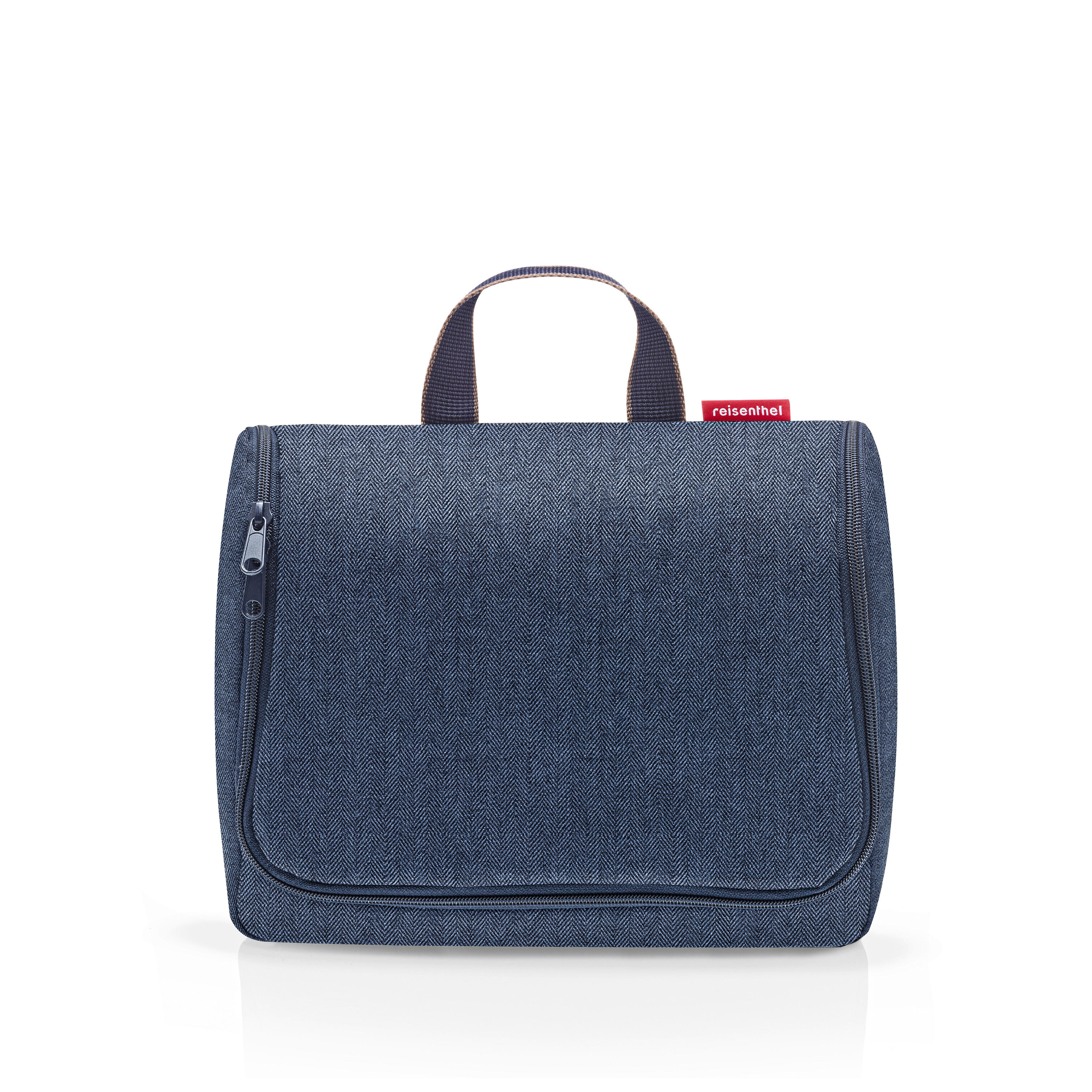 Tmavě mdorá kosmetická taška Reisenthel Toiletbag XL Herringbone Dark Blue