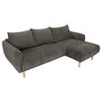 ECKSOFA Dunkelgrau Flachgewebe Rückenkissen, Rücken echt  - Dunkelgrau/Buchefarben, KONVENTIONELL, Holz/Textil (230/144cm) - Carryhome