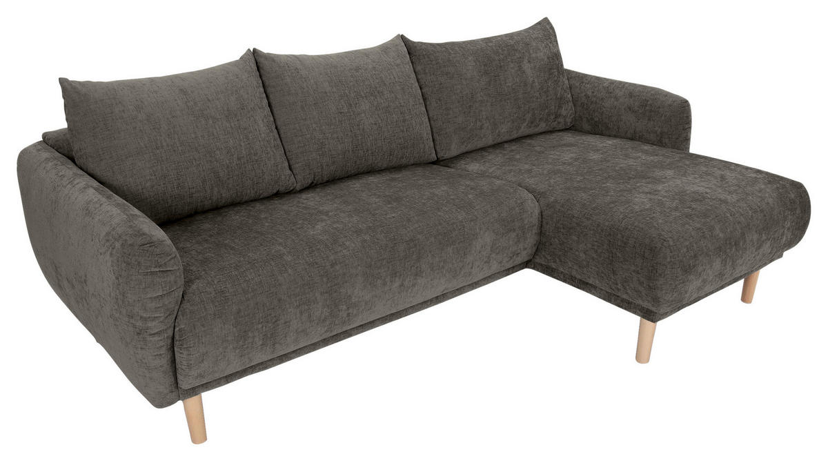 HÖRNSOFFA i flatväv mörkgrå  - mörkgrå/bokfärgad, Klassisk, trä/textil (230/144cm) - Livetastic