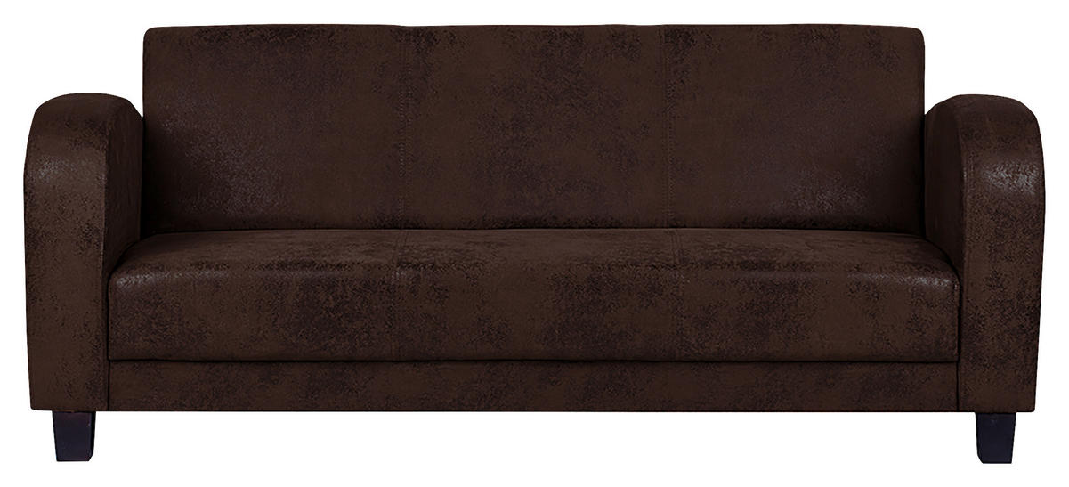 3-SITZER-SOFA Antis Lederlook Dunkelbraun  - Dunkelbraun, Design, Textil (190/80/89cm) - Livetastic