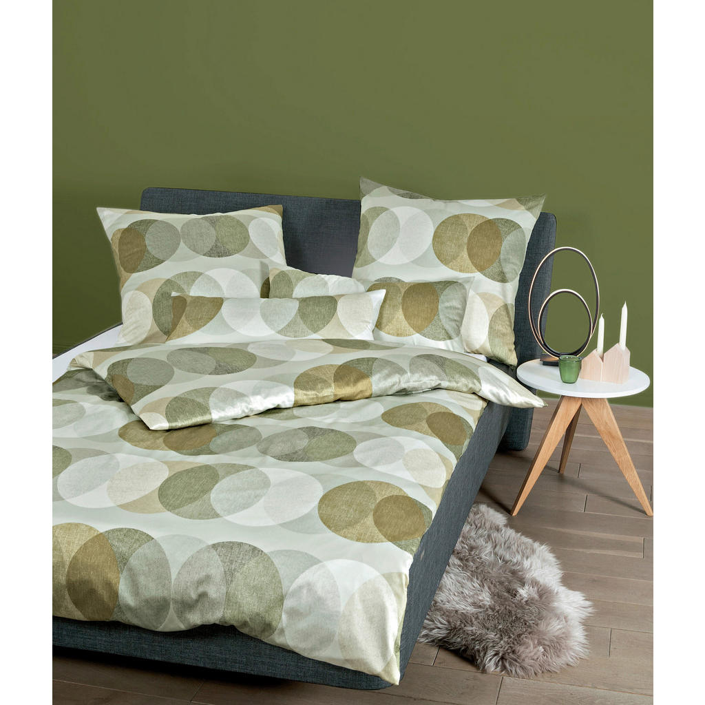 Thumbnail - Janine Bettwäsche, Grün, Hellgrün, Olivgrün, Textil, Kreise, 135x200 cm, Textiles Vertrauen - Oeko-Tex®, Oeko-Tex® Made ...