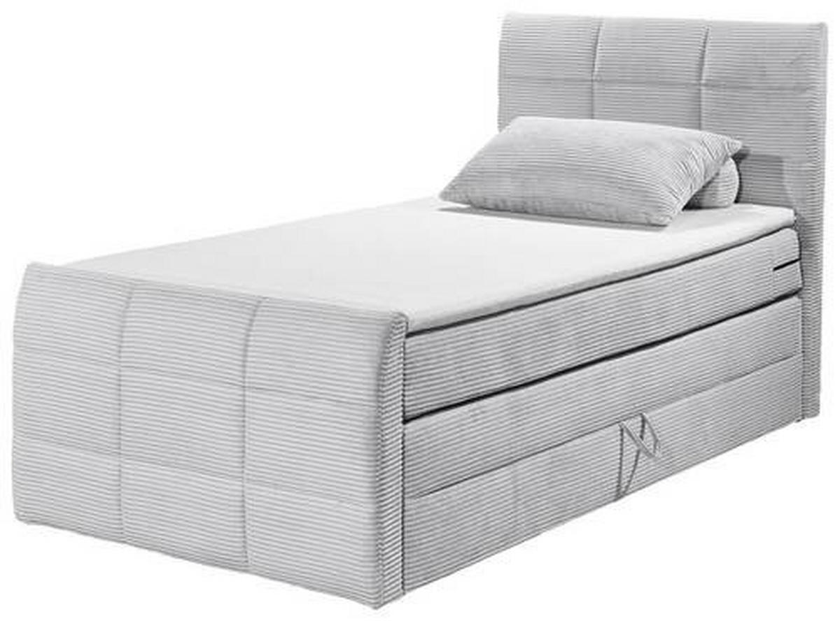 BOXSPRINGBETT 100/200 cm  in Hellgrau  - Hellgrau/Schwarz, MODERN, Holzwerkstoff/Kunststoff (100/200cm) - MID.YOU