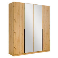 DREHTÜRENSCHRANK 181/210/54 cm,  in Eiche Artisan, 4-türig  - Eiche Artisan/Grau, MODERN, Holzwerkstoff/Metall (181/210/54cm) - Rauch Möbel