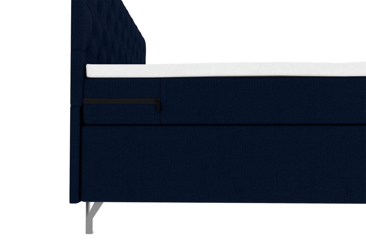 BOXSPRINGBETT 160/200 cm  in Dunkelblau  - Chromfarben/Dunkelblau, KONVENTIONELL, Textil/Metall (160/200cm) - Boxxx