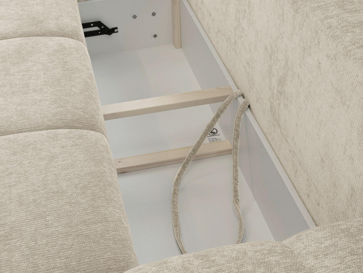 ECKSOFA  in Chenille Greige  - Chromfarben/Greige, KONVENTIONELL, Kunststoff/Textil (183/290cm) - Xora