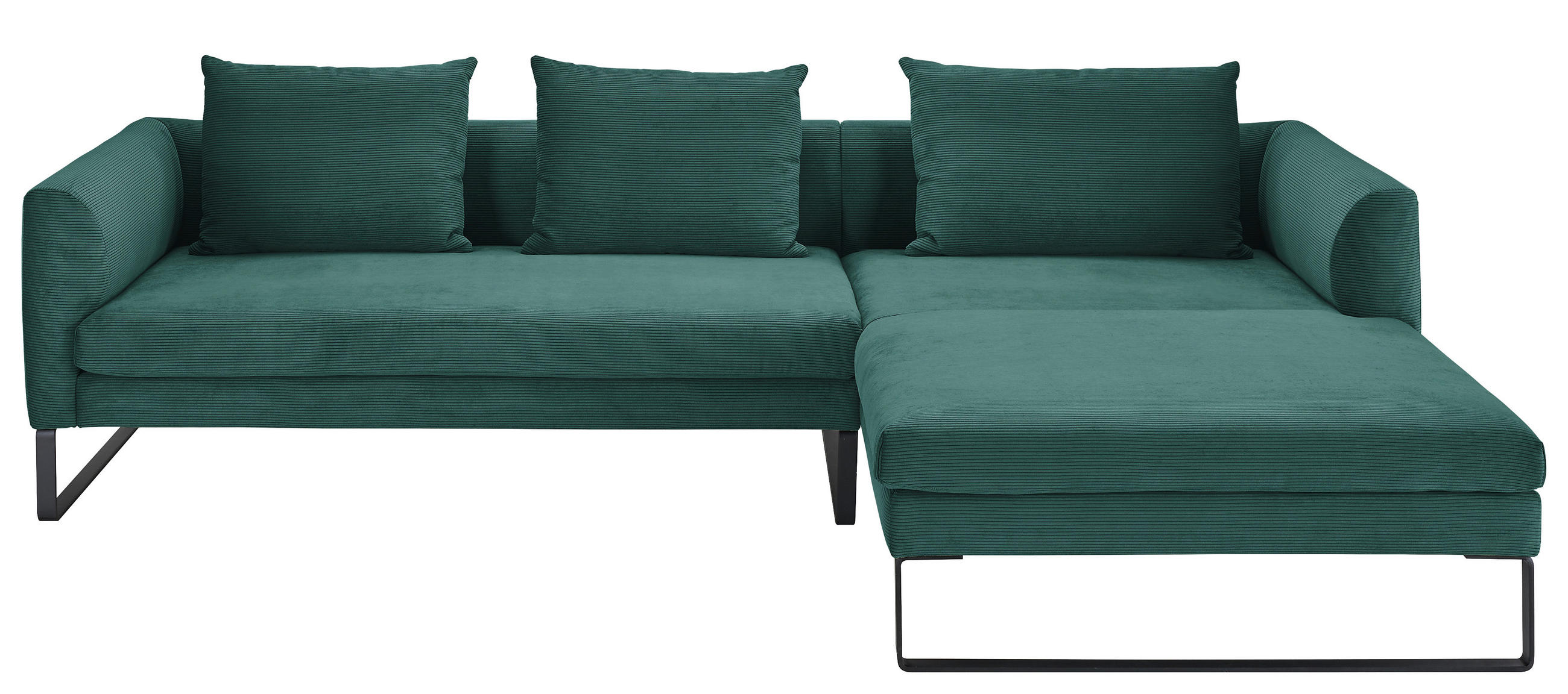 ECKSOFA  in Feincord Grün  284/178 cm  - Schwarz/Grün, KONVENTIONELL, Textil/Metall (284/178cm) - Hom`in